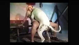 Blonde horny woman bitch gets fucked by big dog - Dog sex porn
