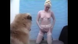 Blonde Curly Girl Sex Fuck dog